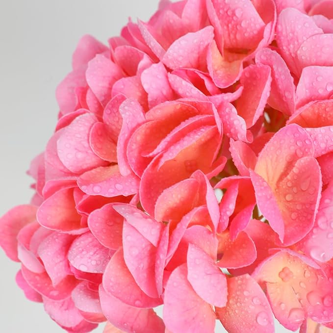 Nubry 22.44In Pink Hydrangea Artificial Flowers,4Pcs Latex Faux Real Touch Large Hydrangea Flowers with Long Stems & Leaves for Home Office Decor Wedding Party Arrangements(Pink)