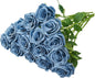 15pcs Dusty Blue Roses Artificial Flowers Silk Fake Flowers Realistic Dusty Blue Roses Bouquet Long Stem for Wedding Home Party Birthday Decoration