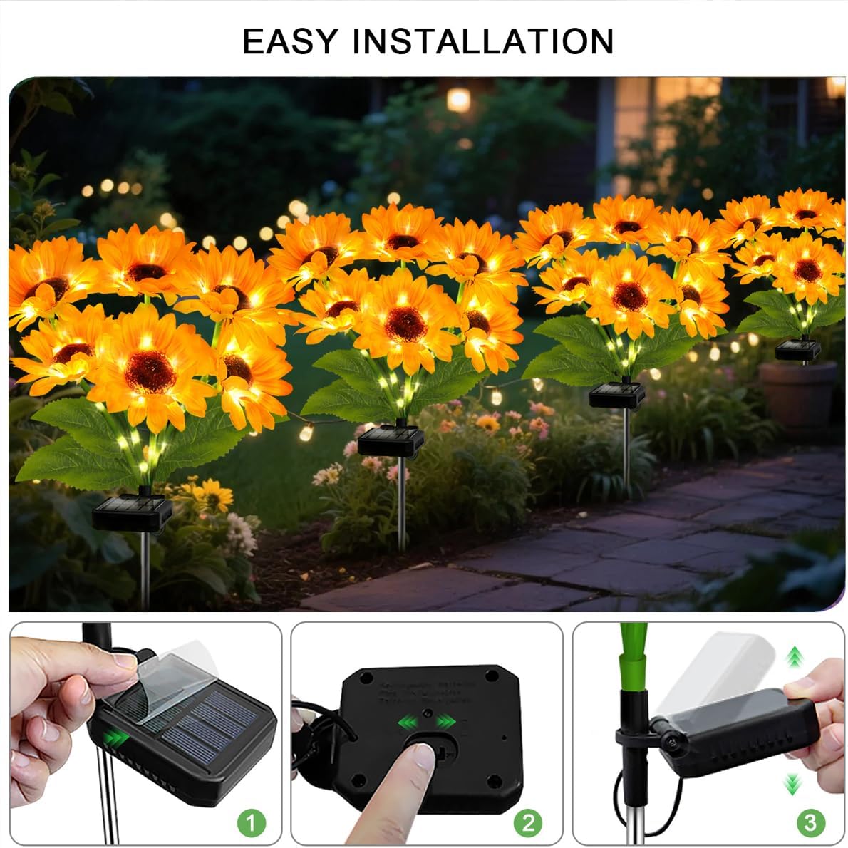 Solar Sunflower Lights 4 Pack with 24 Sunflower Solar Lights Outdoor Garden Decor Birthday Gift for Mom Women Grandma,Waterproof Solar Flower Garden Stake Lights for Yard Landscape Patio Lawn Pathway