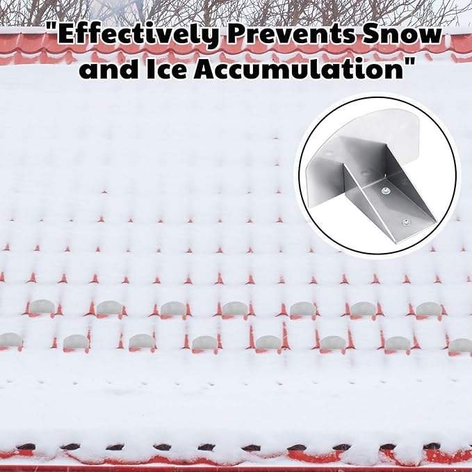 50 Pcs Snow Guards, Roofs Snow Guards, Stainless Steel Snow Stops, Prevent Sliding Ice Snow Stop Buildup with Adhesive Gasket and Screws for Metal Roofs Steel Roof Winter Supplies (Silver)