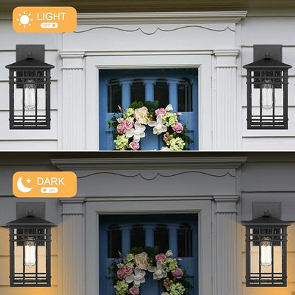 Outdoor Wall Lantern, Exterior Light Fixture Wall Mount, 1-Light Waterproof Outdoor Lighting Fixture with Seeded Glass for Porch, Garage, Patio, Hallway, Entryway, Black