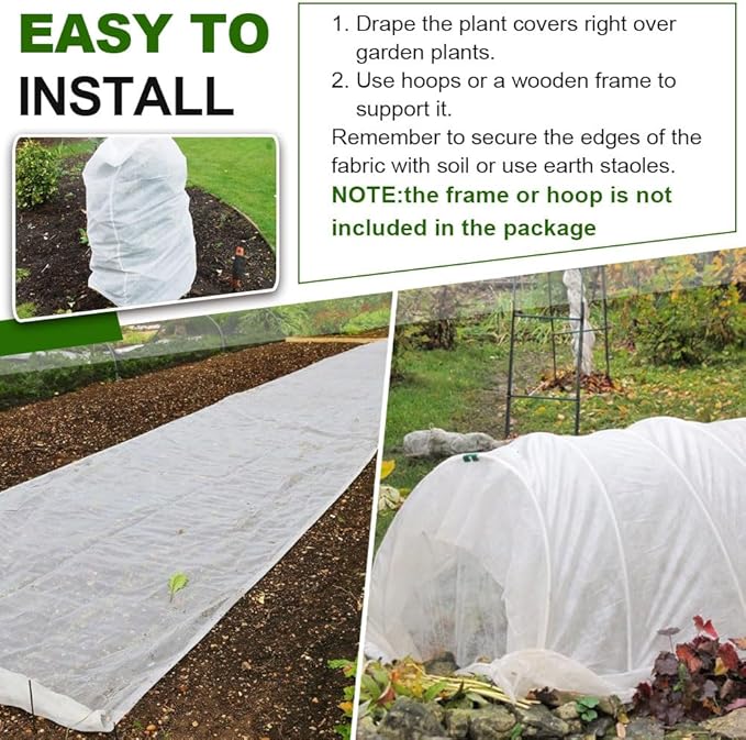 Plant Covers Freeze Protection 10 x 30 FT 1.2oz/yd² Frost Cloth Blankets for Outdoor Plants in Winter, Floating Row Cover for Vegetable Garden