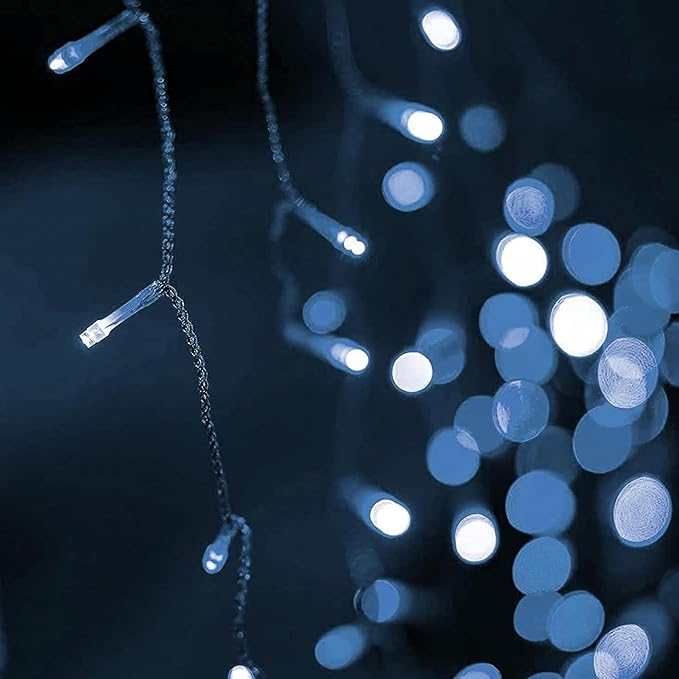 Dazzle Bright Christmas Icicle Lights, 88.5 FT 1080 LED 8 Modes Curtain Fairy Lights with 180 Drops, Xmas String Lights for Outdoor Holiday Wedding Party Decorations (White)