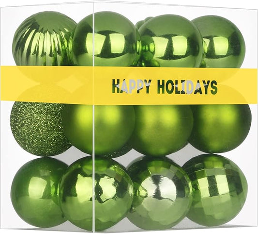 Lime Green 2.5" Christmas Balls Christmas Tree Decoration Ornaments Shatterproof Hanging Balls for Birthday Halloween Holiday Wedding Decorations Set of 18pcs