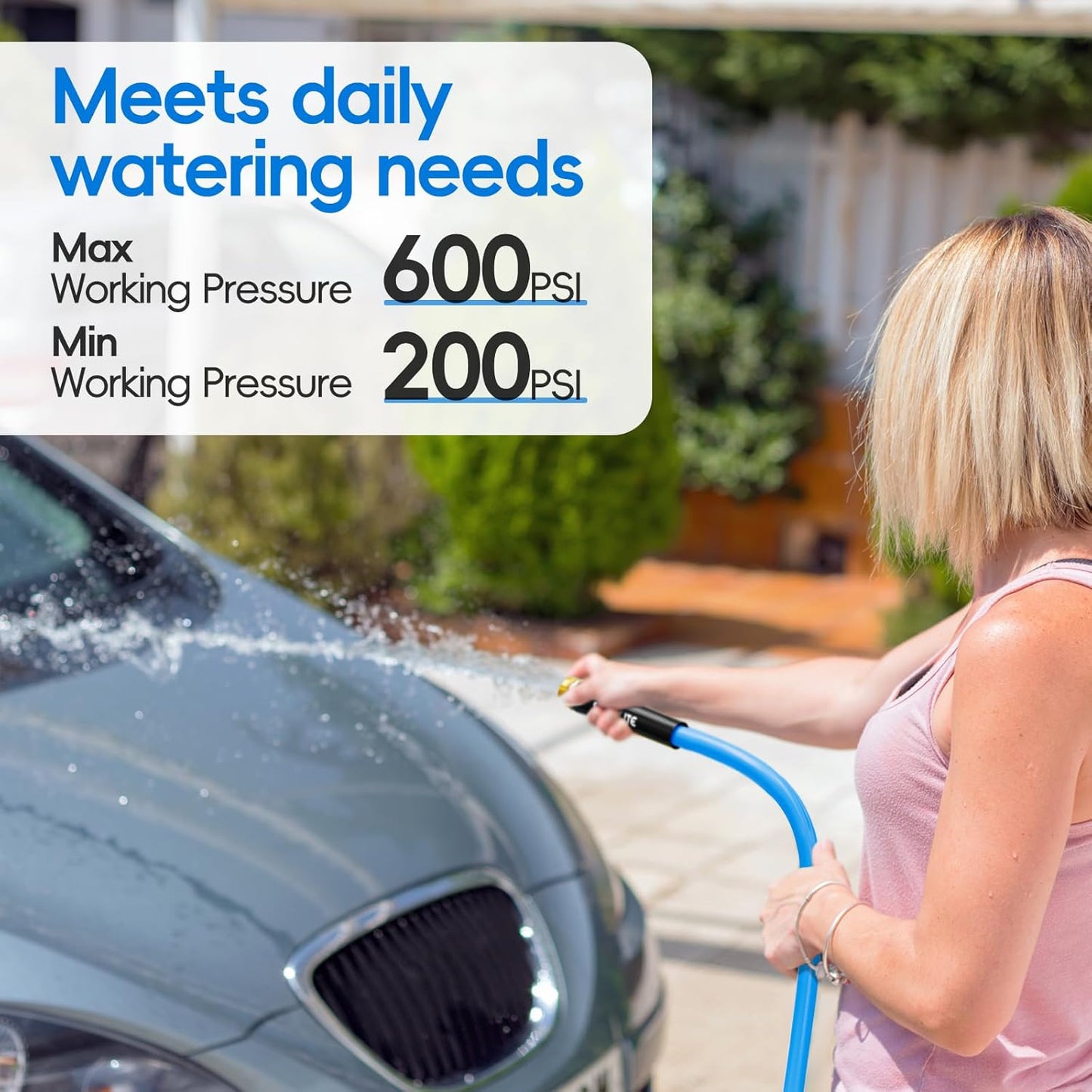 Hot/Cold Garden Water Hose 150 ftx 3/4 in, -50℉ To 190℉, Heavy Duty, Flexible, Burst 605 Psi, Lightweigh, Upgraded Rubber Pipe with 3/4" Brass Fittings For Backyard, Outdoor, Farm, Blue