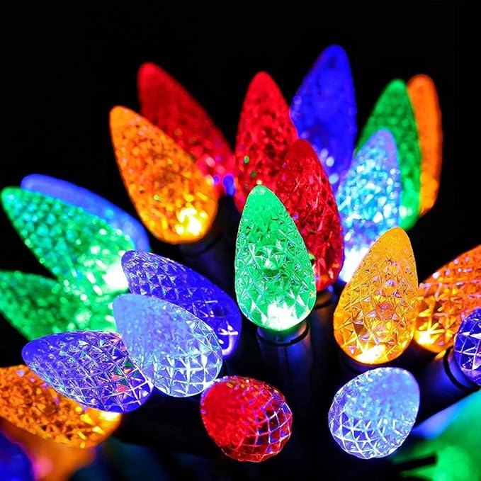 Battery Operated String Lights - 18ft 50 LED C6 String Lights Christmas Lights Battery Powered String Lights for Indoor Outdoor Christmas Tree Wreath Party Decoration, Waterproof, Multicolor