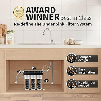 WINGSOL Under Sink Alkaline Water Filter, 10-Layer Water Filter System Reduces Heavy Metals, Chlorine, Sediment, Improves pH and Taste, Remineralization, NSF Certified Sink