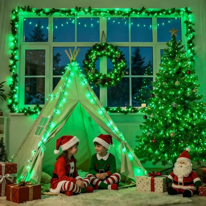 JMEXSUSS 500 LED Green Christmas Lights, 8 Modes Green String Lights Outdoor Plug in, 173ft Christmas Light for Party Xmas Tree Decorations