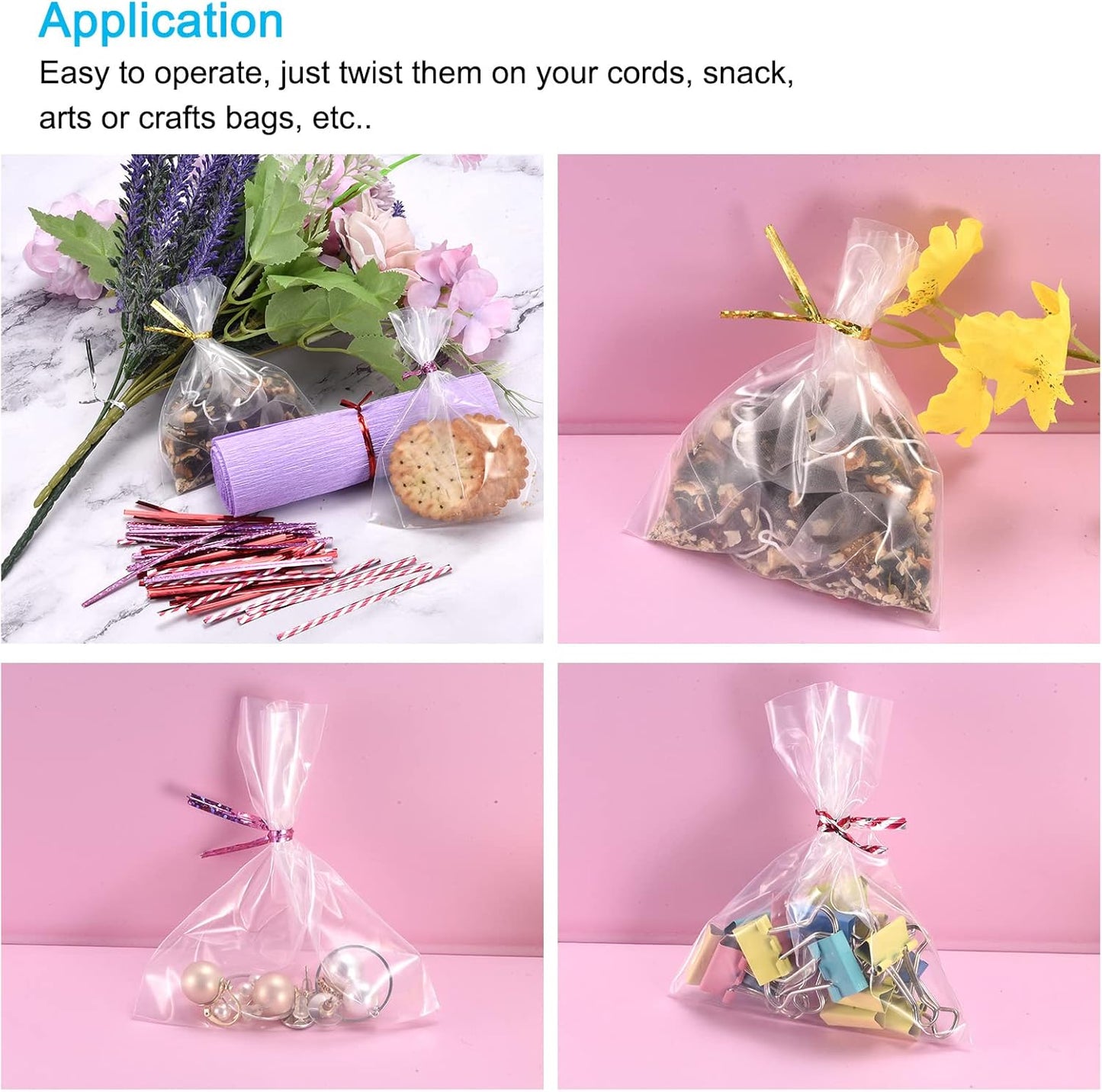 MECCANIXITY Foil Twist Ties 3" 8cm Metallic Plastic Closure Tie for Tying Bread, Candy, Cookies, Gift Bags Arts Crafts Ties Black Pack of 750