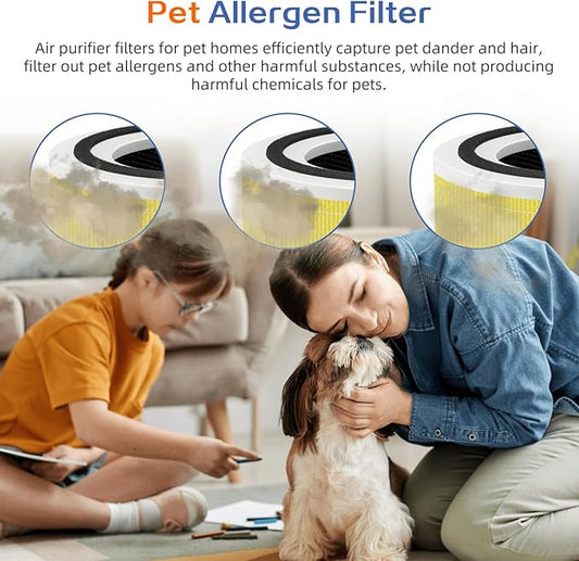 240 True HEPA Pet Care Replacement Filter 14 for Puro 240 Air Purifier,3-in-1 High-Efficiency HP-14 with Activated Carbon Filter,4 Pack,Yellow