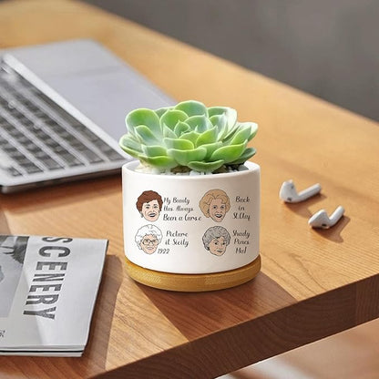 Golden Girls Planter, Golden Girls Merchandise, Friend Gifts for Women, Funny Succulent Planter, Flower Cactus Plant Pot, Friendship Gifts for Friends Bestie Sister Birthday (Plant Not Included)