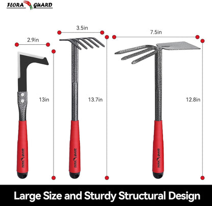 FLORA GUARD Garden Tool Set， 6 Piece Heavy Duty, Large Size Gardening Hand Tools, Sturdy & Durable, Classic Utility Gardening Gift for Men and Women