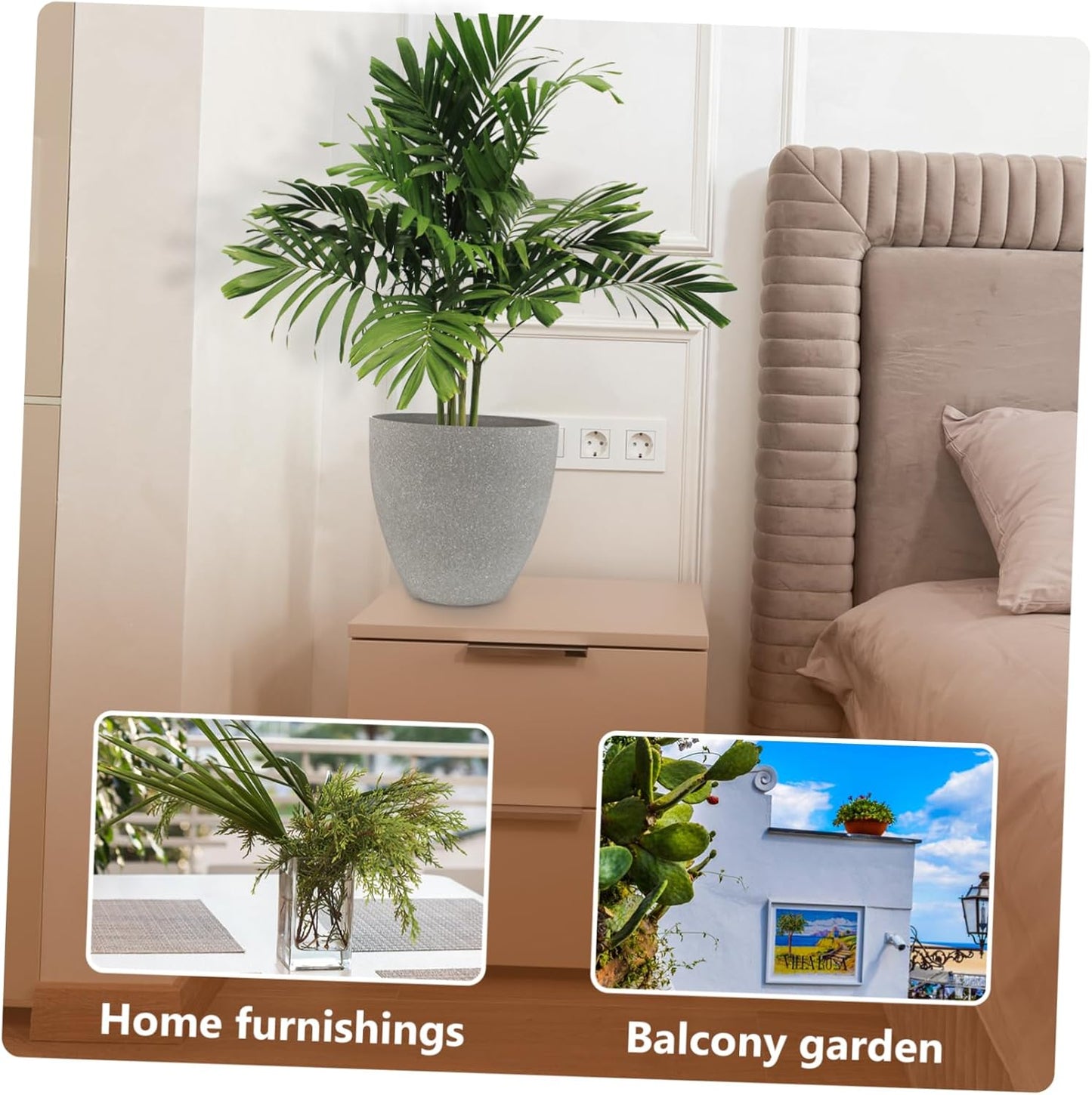 Imitation Stone Shape Resin Flower Planter Pot Round Succulent Container for Indoor and Outdoor Gardening Durable Frost-Resistant Easy to Maintain