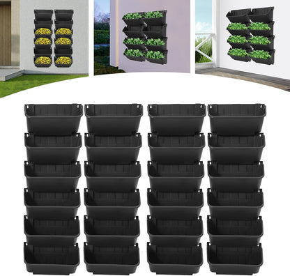 24 Pack Vertical Garden Planter,13 inch Wall Mounted Planter for Patio Indoor Outdoor Decor, Garden Self Watering Pot Balcony Plant Vegetable Fruit Herb Hanging Pocket Holder Flowerpot(Black)