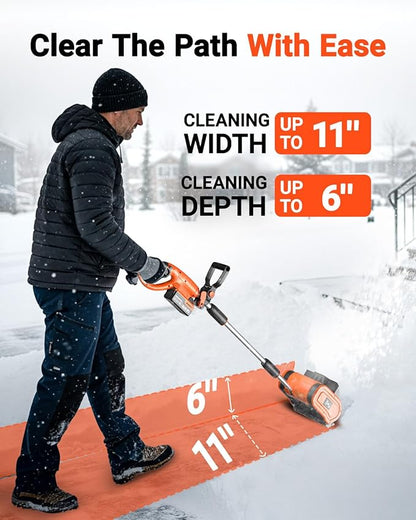 VOLTASK Cordless Snow Shovel - 24V | 11-Inch | 4-Ah Cordless Snow Blower, Battery Snow Blower with Adjustable Front Handle (4-Ah Battery & Quick Charger Included)