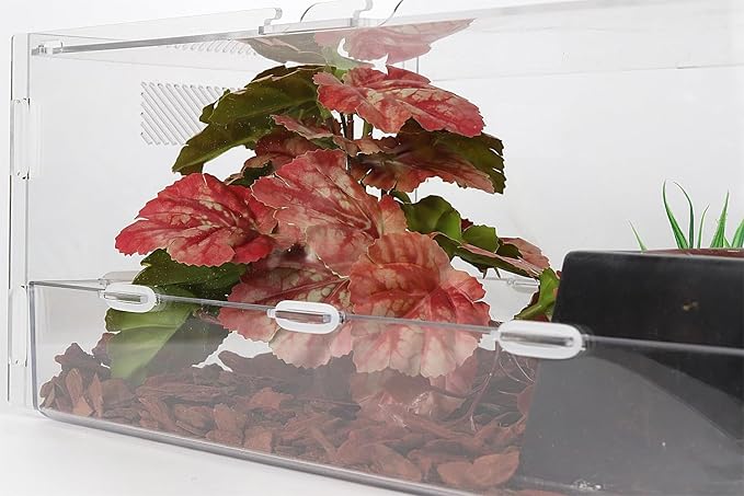 Reptile Plants for Terrarium, Ball Python Tank Decor Accessories fit Bearded Dragon Crested Leopard Gecko Lizard Chameleon Snake Frog Tortoise Hermit Crab - Fake Heuchera Micrantha Pink