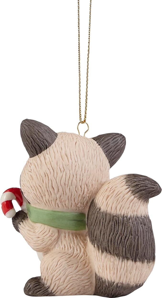 Precious Moments Raccoon with Mini Tree Ornament – Adorable Little Tree & Forest Friend Christmas Keepsake – 221024