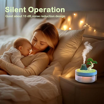 Cute Mini Humidifier 320mL Cool Mist Humidifie mute with 2 Mist Modes, for Home/Nursery/Office, Portable Mini Air Moisturizer,rechargeable mini humidifier(Blue)