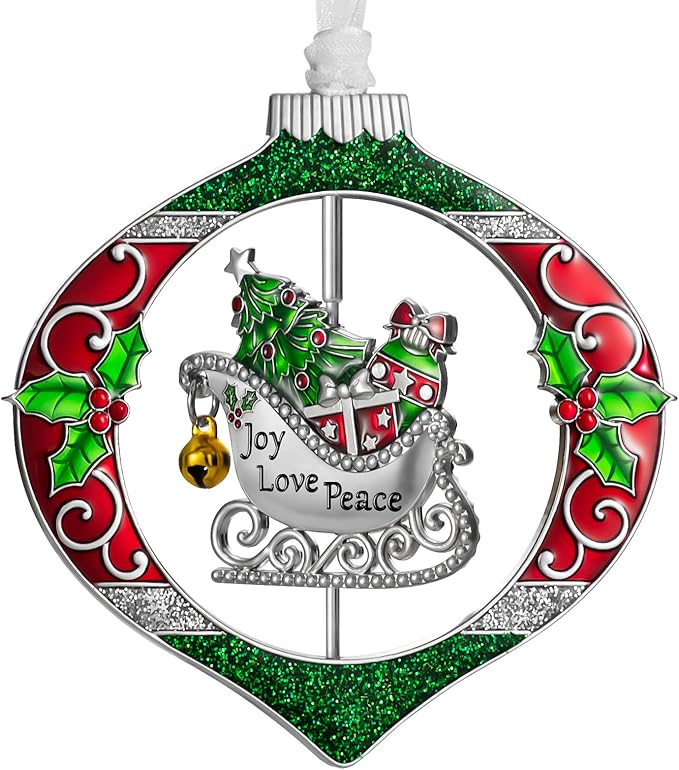 Laraine Christmas Tree Ornaments – 2025 Decorative Rotation Hanging Pendant of Car Charm Holiday Keepsake Gift Home Decor (Sleigh (2025))