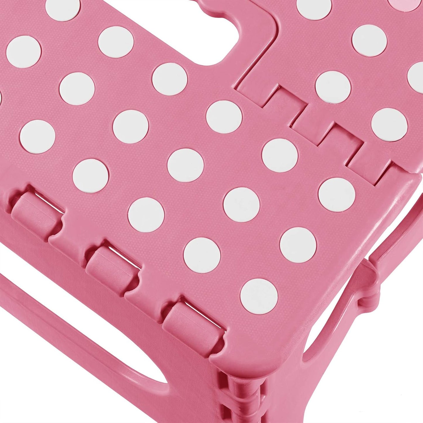 Casafield 9" Folding Step Stool with Handle, Pink - Portable Collapsible Small Plastic Foot Stool for Kids and Adults - Use in The Kitchen, Bathroom and Bedroom