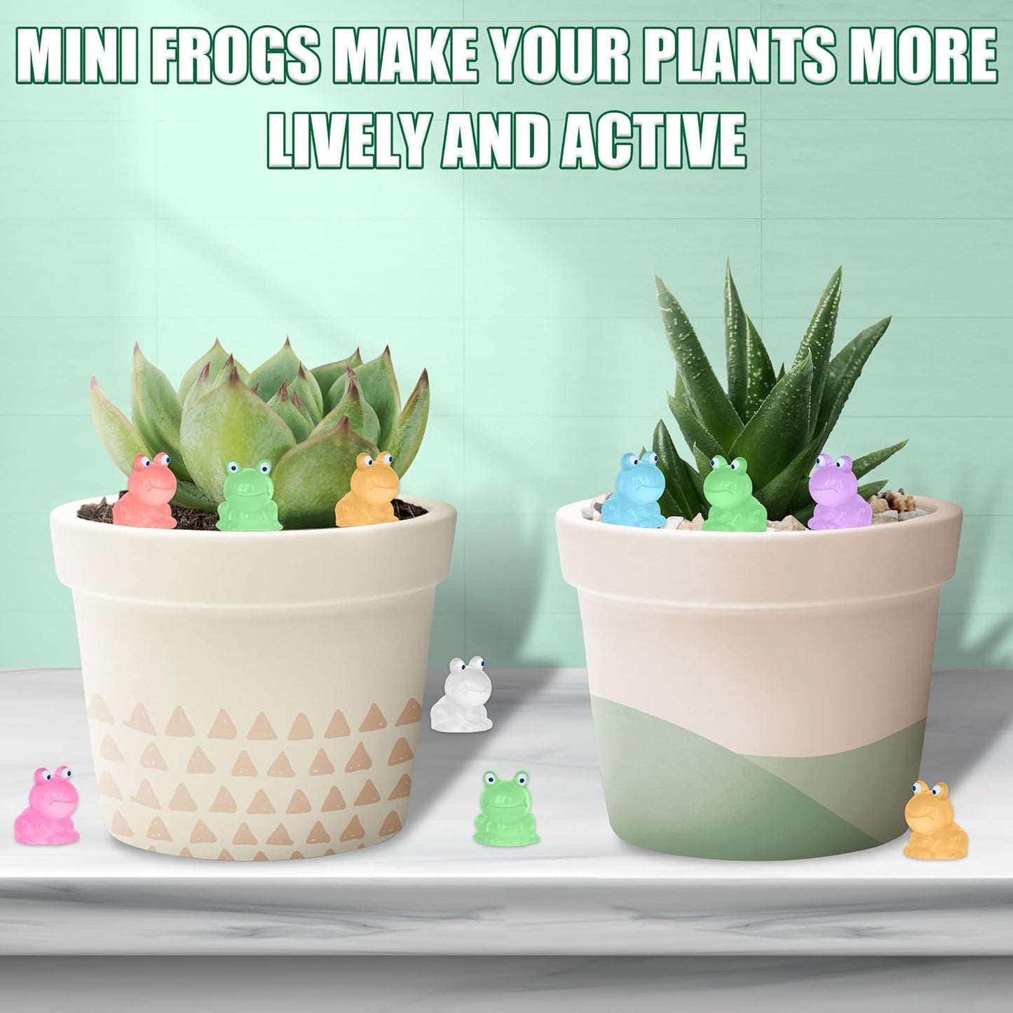 Luminous Mini Resin Frogs - Glow in The Dark Miniature Frog Figurines for Fairy Garden Decoration (7 Colors)