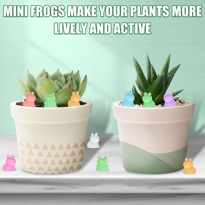 Luminous Mini Resin Frogs - Glow in The Dark Miniature Frog Figurines for Fairy Garden Decoration (7 Colors)