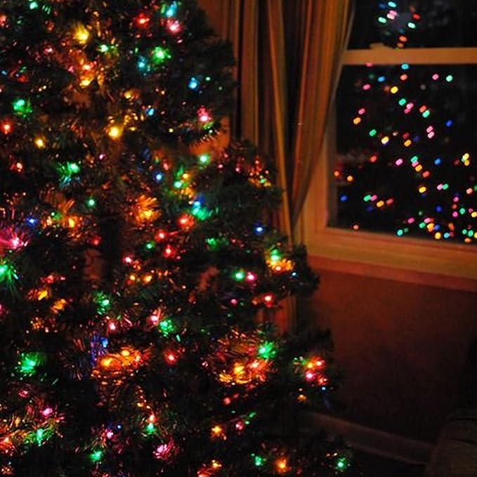 NEROSUN Multi-Colored Battery Operated Christmas Lights, 2 Pack Total 100LED 32FT Waterproof String Christmas Tree Lights with 8 Modes, Xmas Decorations for Indoor Outdoor Yard Wedding Home Decor
