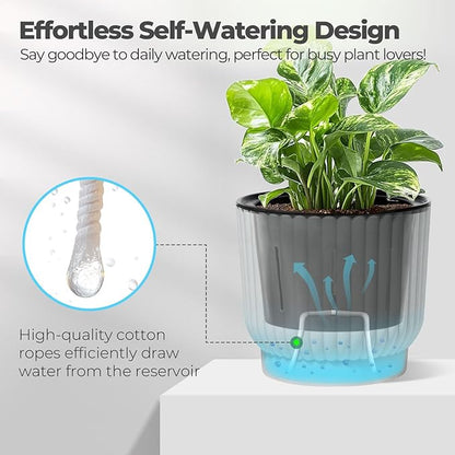 T4U 4.5 Inch Plant Pots Self Watering, 6 Pack African Violet Pots, Small Plant Pots for Plants, Small Indoor Plant Pot, Self Watering Planter for African Violet, Succulents (6 Pack 4.5" Pots, White)