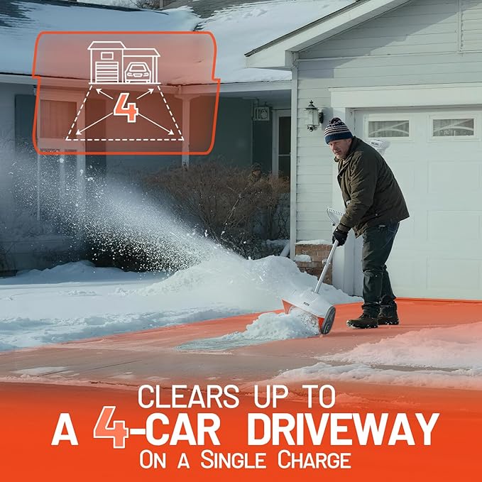 Litheli Electric Snow Shovel Cordless 20V, Brushless Lightweight Battery Powered Snow Blower with 4.0Ah Battery, Easy Snow Removal Tool for Driveways, Sidewalks, Patios and Decks