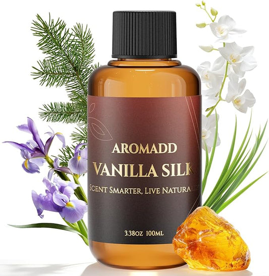 AROMADD Vanilla Silk Diffuser Oil Inspired by Luxury Hotel Scent 3.38 Fl Oz (100ml), Aroma Diffuser & Hotel Fragrance Diffuser Oil, Essential Oil Diffuser for Aromatherapy, Long-Lasting