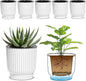 T4U 4 Inch Plant Pots Self Watering, 6 Pack African Violet Pots, Small Plant Pots for Plants, Small Indoor Plant Pot, Self Watering Planter for African Violet, Succulents (6 Pack, 4", White)