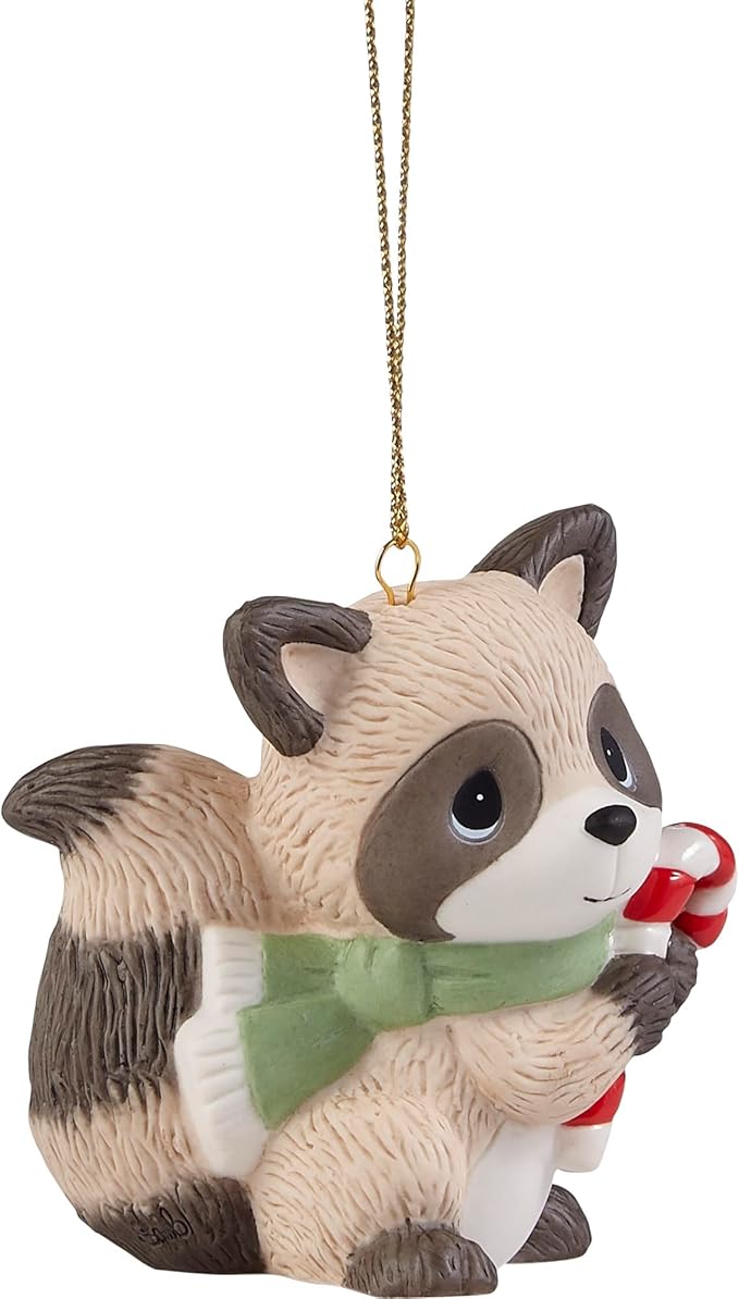 Precious Moments Raccoon with Mini Tree Ornament – Adorable Little Tree & Forest Friend Christmas Keepsake – 221024