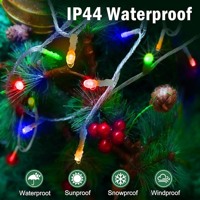 SAUIRS 60FT 160 LED Christmas Lights Outdoor String Lights with 8 Modes Timer Waterproof Fairy Light Plug in for Outside Indoor Party Xmas Palm Tree Yard Wedding Decorations(Multicolor)