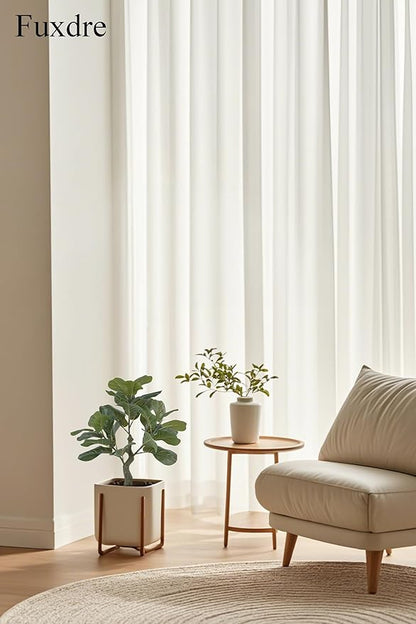 Artificial Fiddle Leaf Fig Tree 23.5 inch, Ficus Tree Artificial with 27 Leaves in Pot for Home Office Decor, Fake Silk Trees Greenery for Indoor House Living Room Store Floor Decoration