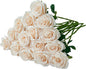 15pcs Champagne Roses Artificial Flowers Silk Fake Flowers Realistic Faux Roses Bouquet Long Stem for Wedding Home Party Birthday Decoration