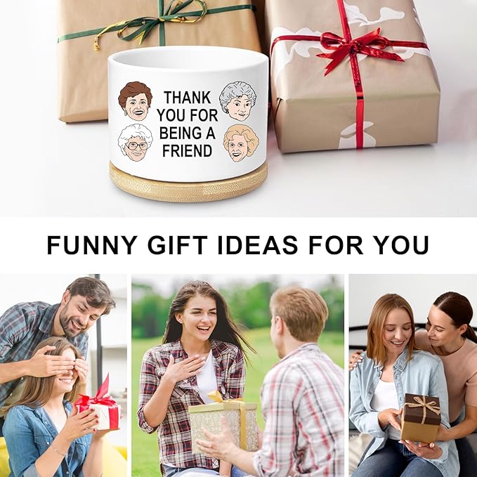 Friend Gifts for Women, Funny Succulent Planter, Flower Cactus Plant Pot, Friendship Gifts for Friend Bestie Sister Birthday, Thank You for Being a Friend Golden Girls Merchandise (Plant Not Included)