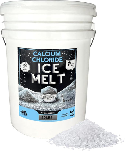 Pail - Calcium Chloride Pellets for Ice Melt - Fast-Acting & Safe on Surfaces - Ideal for Driveways, Sidewalks, and Entryways (20 Pound)