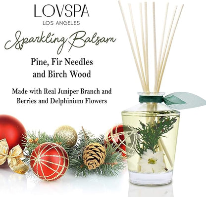 LOVSPA Reed Diffuser Set, Sparkling Balsam Scented Oil Diffuser with Sticks, Home Fragrance Accessories for Bathroom Shelf Decor, Aroma Diffusers for Home or Office Desk, USA Made