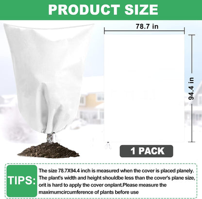Plant Covers Freeze Protection with Zipper Drawstring, 78.7" X 94.4" Fig Tree Covers for Winter Frost Cloths for Outdoor Plants Bags, Large Shrub Trees Jacket Covers for Winter Cold Weather