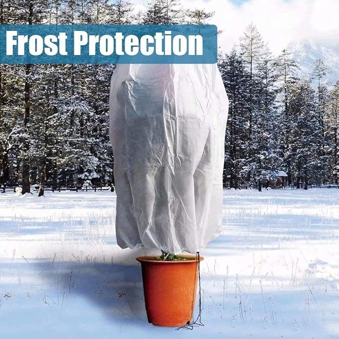 Agfabric Plant Covers Freeze Protection 72"x72" 1.5oz Plant Winter Cover Freeze Cloths for Plants Drawstring Bags Shrub Jacket Warm Blanket,White