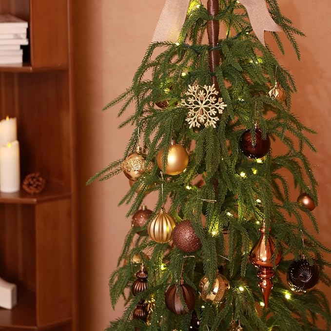 Christmas Tree Ornaments Decorations Set-116ct 1.18-6.5 Inch Assorted Copper Gold Shatterproof Decorative Hanging Christmas Ball Ornaments Bulk,Xmas Tree Tabletop Decorations for Holiday Decor