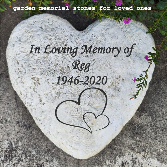 Personalized Decorative Garden Stones Engraved with Any Message and Pattern, Heart Shaped Grave Memorial Rocks Welcome Stones for Garden Gifts Memorial Gifts, 8.6" x 8.6"