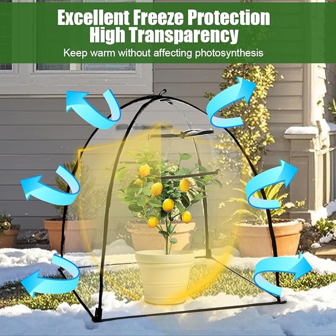 Plant Covers Freeze Protection, Outdoor Garden Frost Cover, Plant Covers from Animals, garden cloches for plants, Reusable Shrub Small Greenhouse, Potted Fruit Pest Protector Large(Transparent,2-Pack)