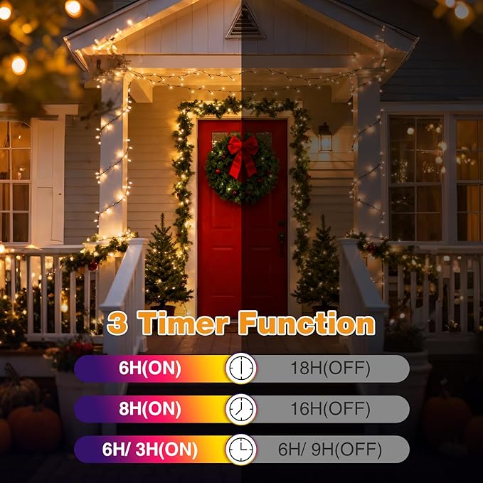 btfarm Color Changing Christmas Lights Outdoor, 115FT 300 LED Christmas Tree Lights Indoor with Remote, Timer Twinkle String Light Waterproof for Xmas Wedding Party Decor, Warm White & Multicolor