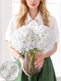 Nubry 22.44In White Hydrangea Artificial Flowers, 2Pcs Latex Faux Real Touch Large Hydrangea Flowers with Long Stems & Leaves for Home Office Decor Wedding Party Arrangements(White)
