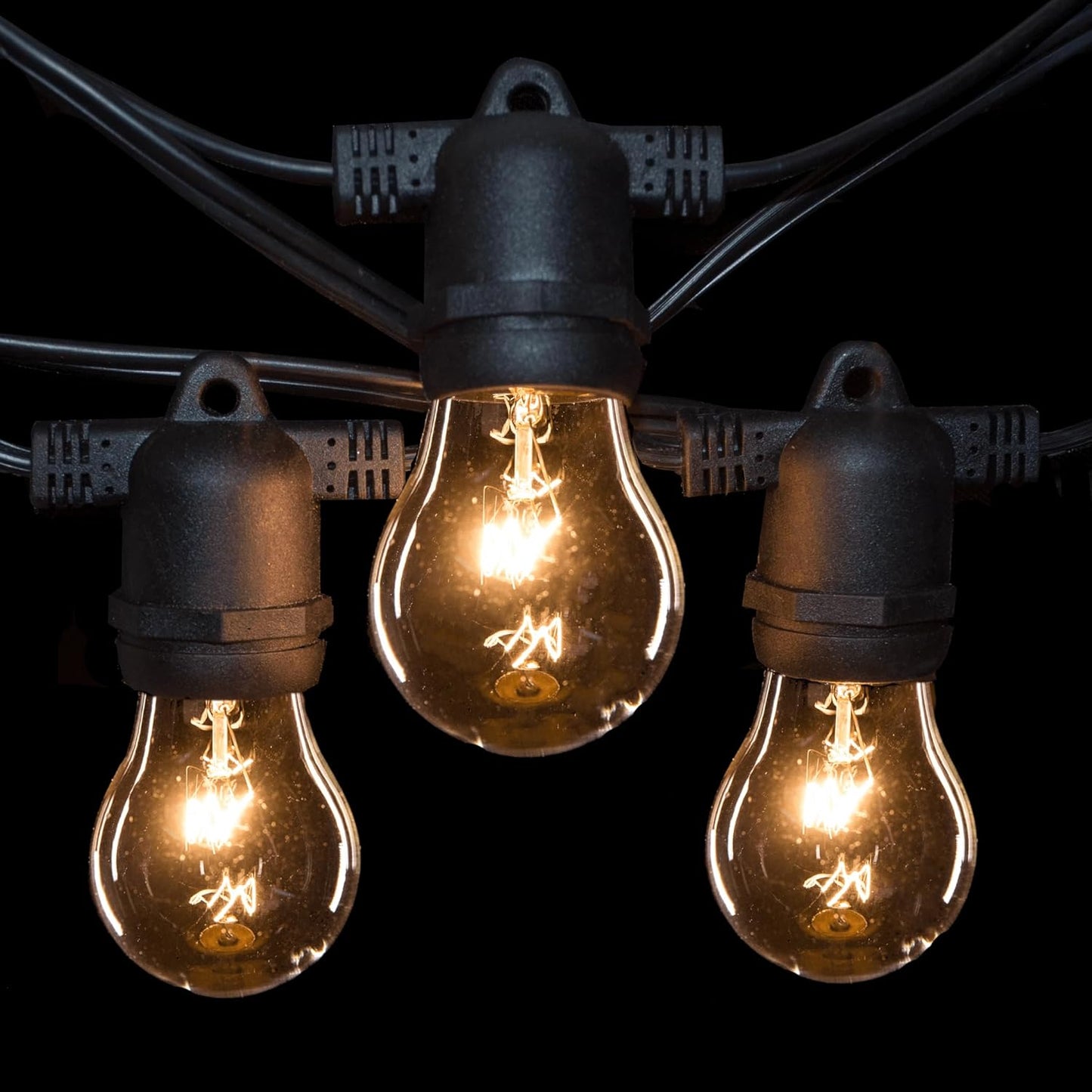 Hometown Evolution, Inc. E26 Commercial String Lights with 16 Gauge Wire (50 Foot 25 Socket, A15 15 Watt Clear Bulbs)