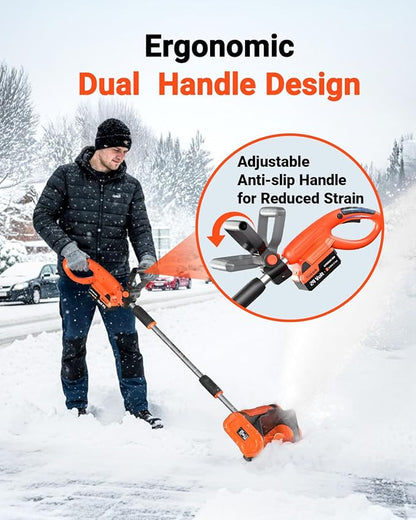 VOLTASK Cordless Snow Shovel - 24V | 11-Inch | 4-Ah Cordless Snow Blower, Battery Snow Blower with Adjustable Front Handle (4-Ah Battery & Quick Charger Included)