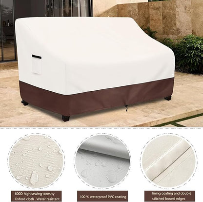 Outdoor Couch Covers,76 Inches Outdoor Sofa Cover, Waterproof Patio Furniture Cover,Furniture Covers for Patio Seating (Beige)