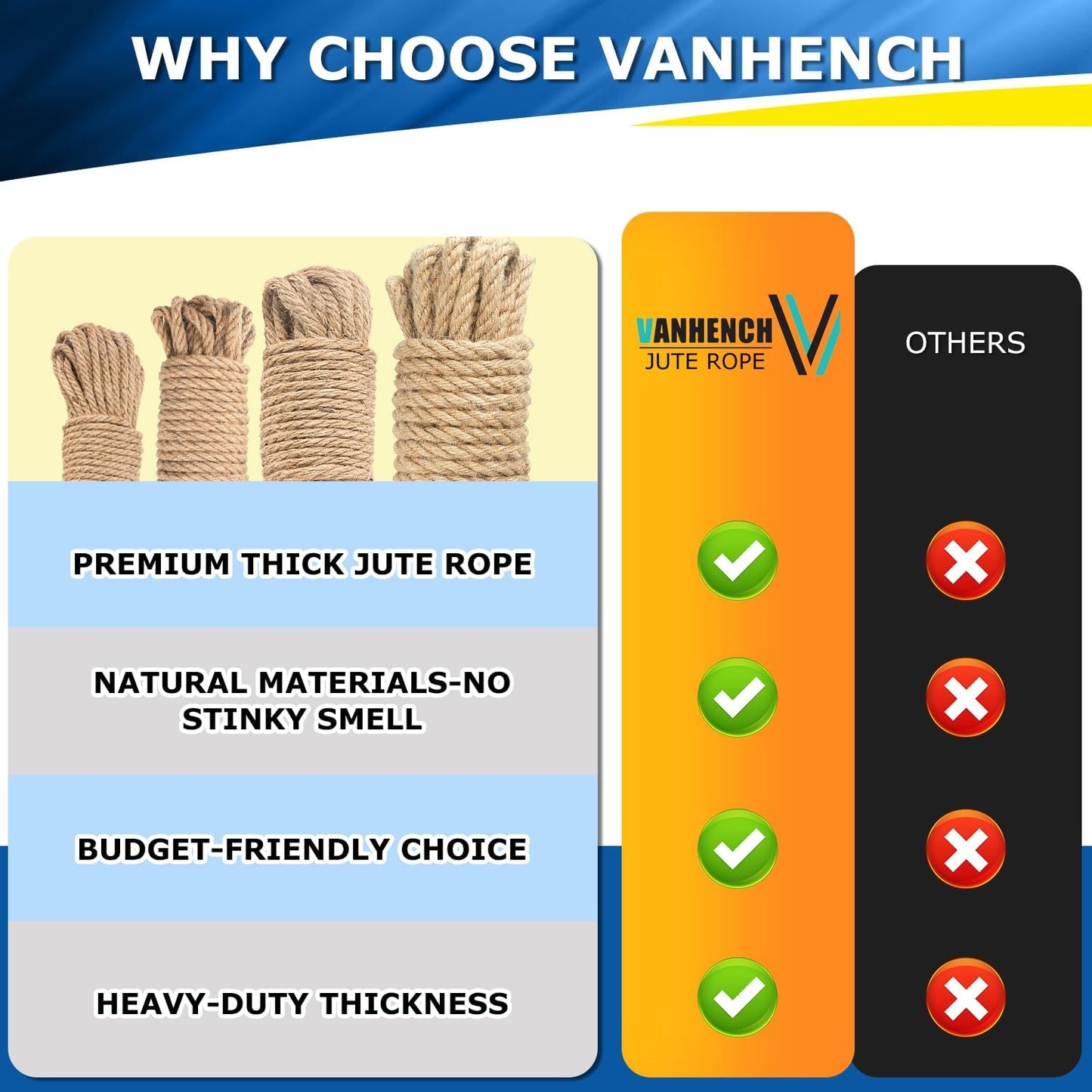 Vanhench Jute String Rope 10mm X100 Feet, Heavy Duty and Thick Twine Rope for Crafts Projects, Gardening, Bundling, Cat Scratcher Scratching Post Tree Gift Wrapping Arts & Crafts Christmas Decoration