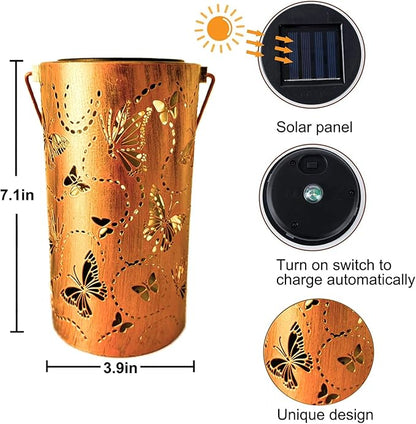 Birthday Gifts for Women Mom,Solar Lantern Outdoor Waterproof,Butterfly Garden Decor,Metal Hanging Decorative Lights for Outside,Yard,Patio,Porch,Christmas,Thanksgiving
